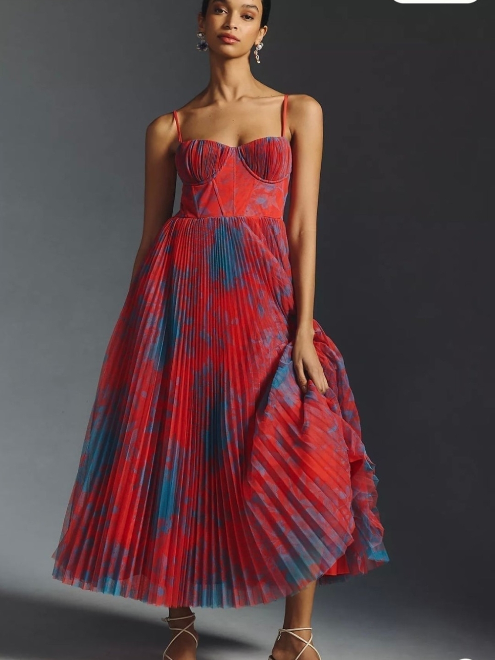 Hutch Amara Corset Pleated Red Dress